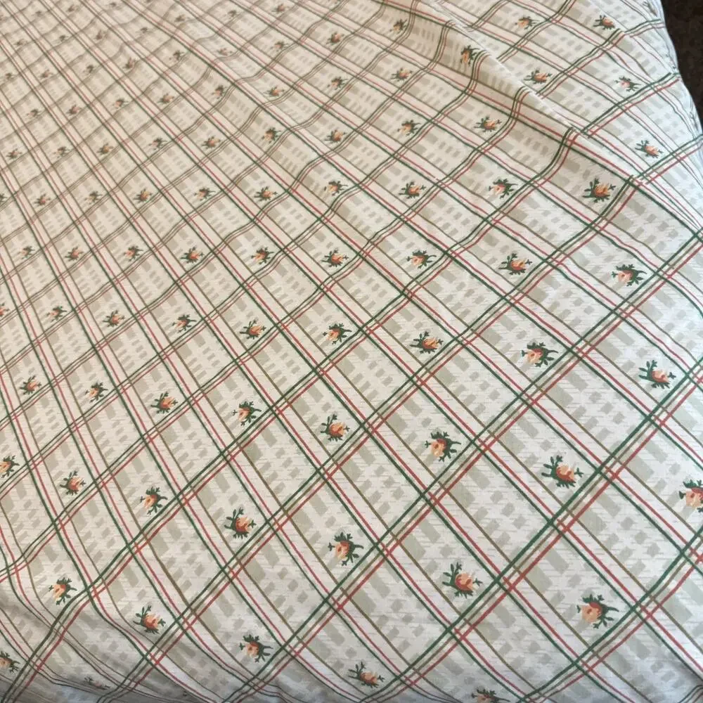 VTG‎ 80s Utica flat sheet King orange green flowers cotton blend no iron percale